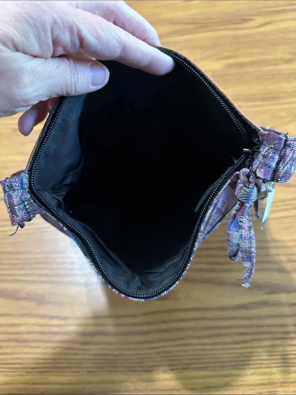Source Unknown Purple & Brown Patterned Crossbody Bag